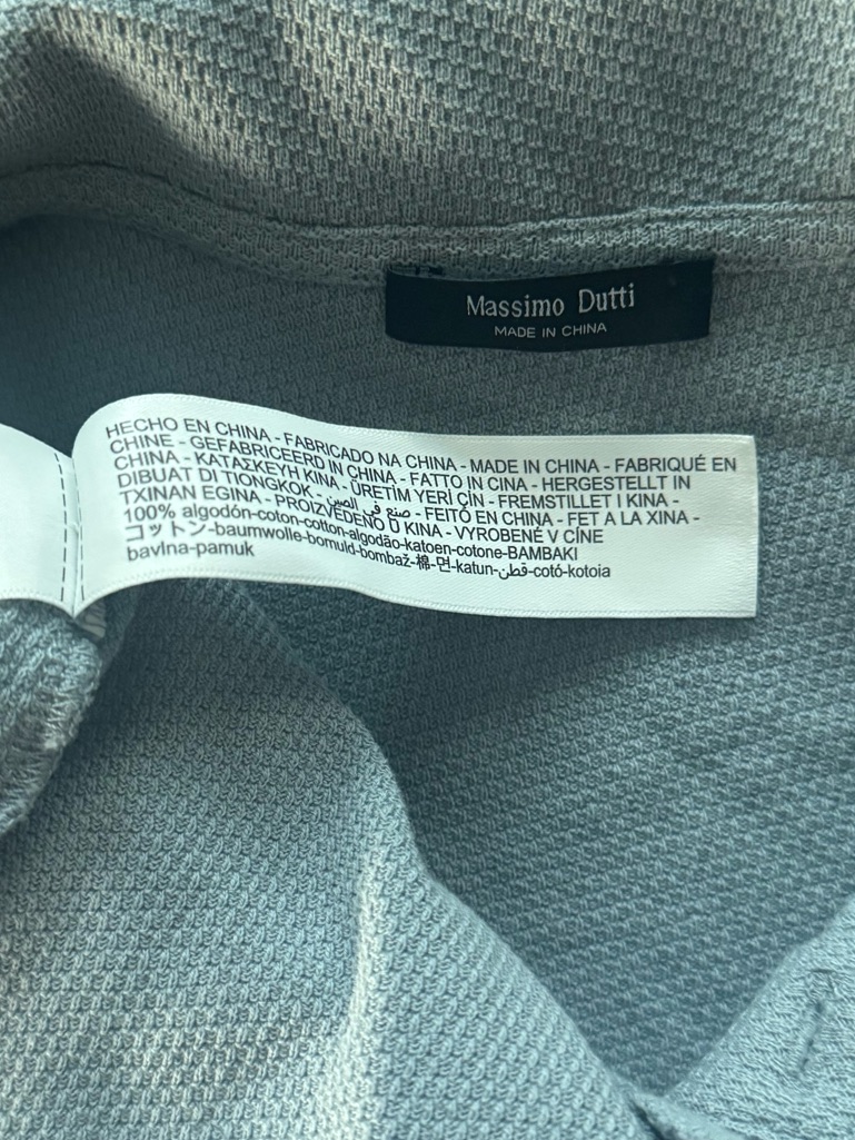 Euc Massimo Dutti Textured Polo Shirt Xxl Blue Gray Short Sleeve Cotton — image 7 of 8